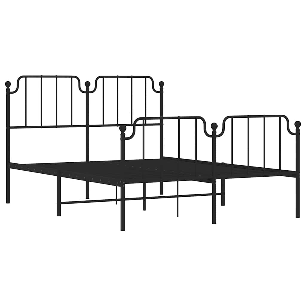 Metalni okvir kreveta s uzglavljem i podnožjem crni 135x190 cm
