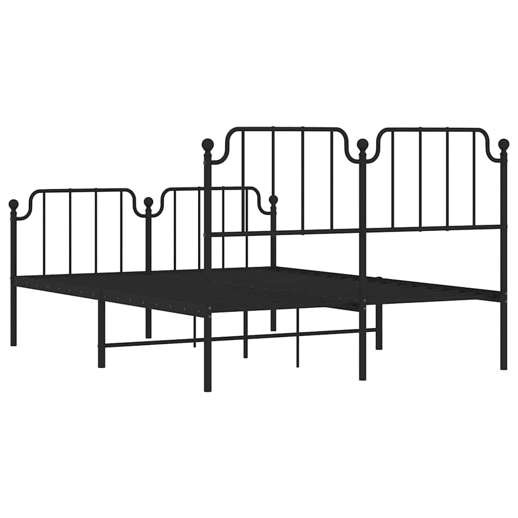Metalni okvir kreveta s uzglavljem i podnožjem crni 135x190 cm