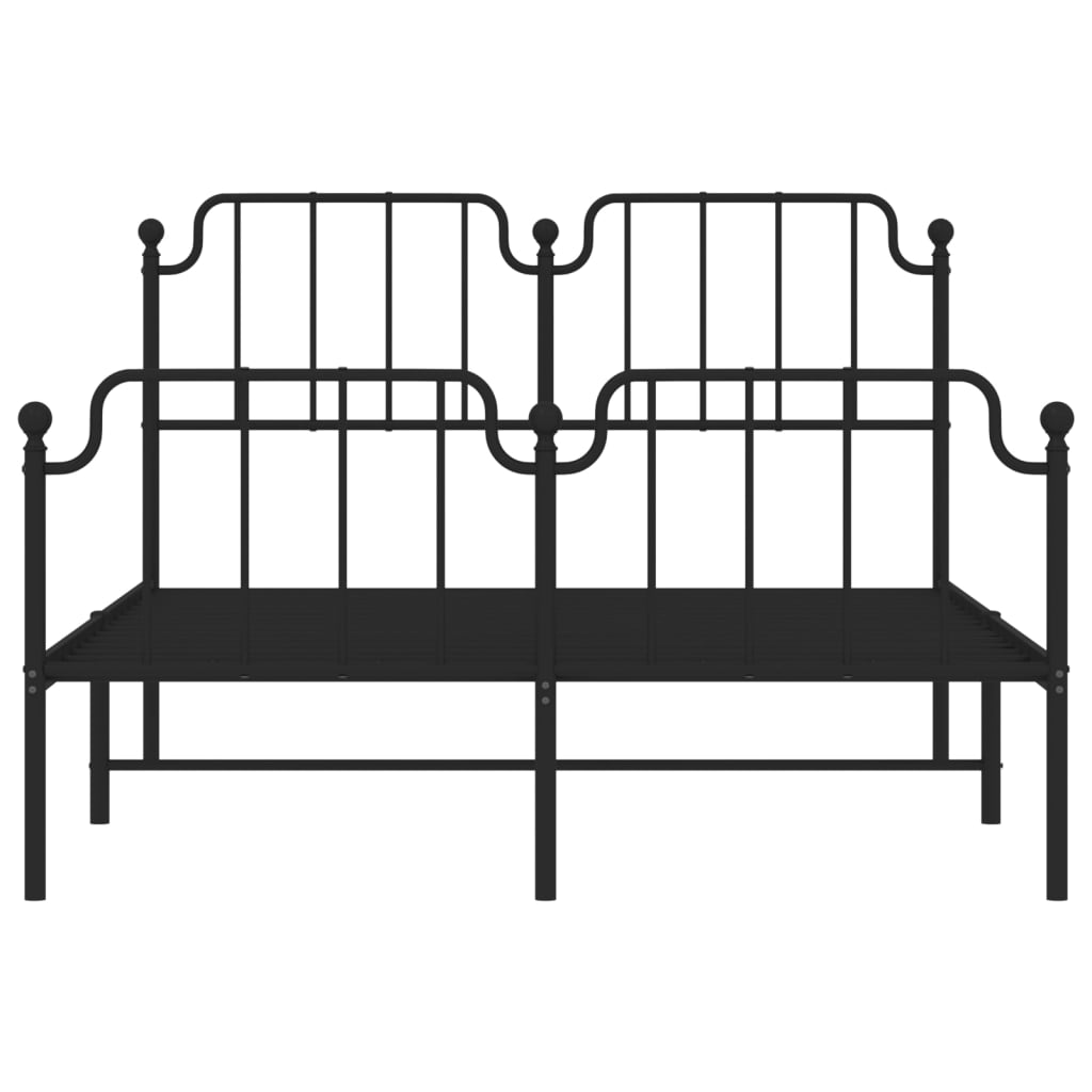 Metalni okvir kreveta s uzglavljem i podnožjem crni 140x190 cm