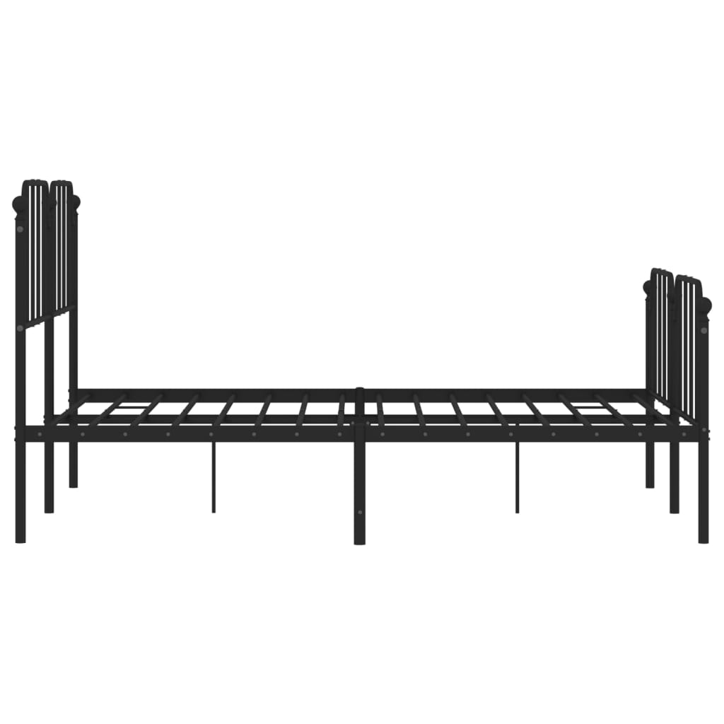 Metalni okvir kreveta s uzglavljem i podnožjem crni 140x190 cm