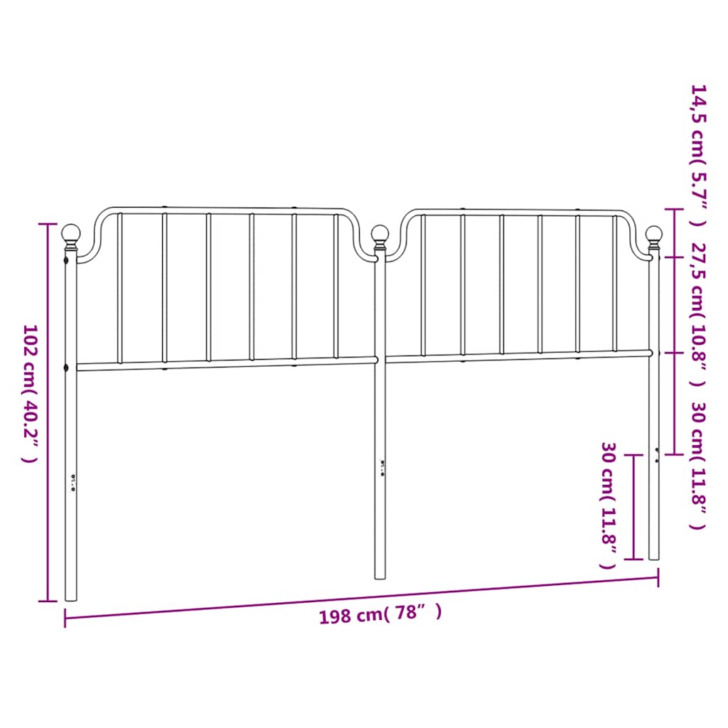 Metalno zamjensko uzglavlje crno 193 cm