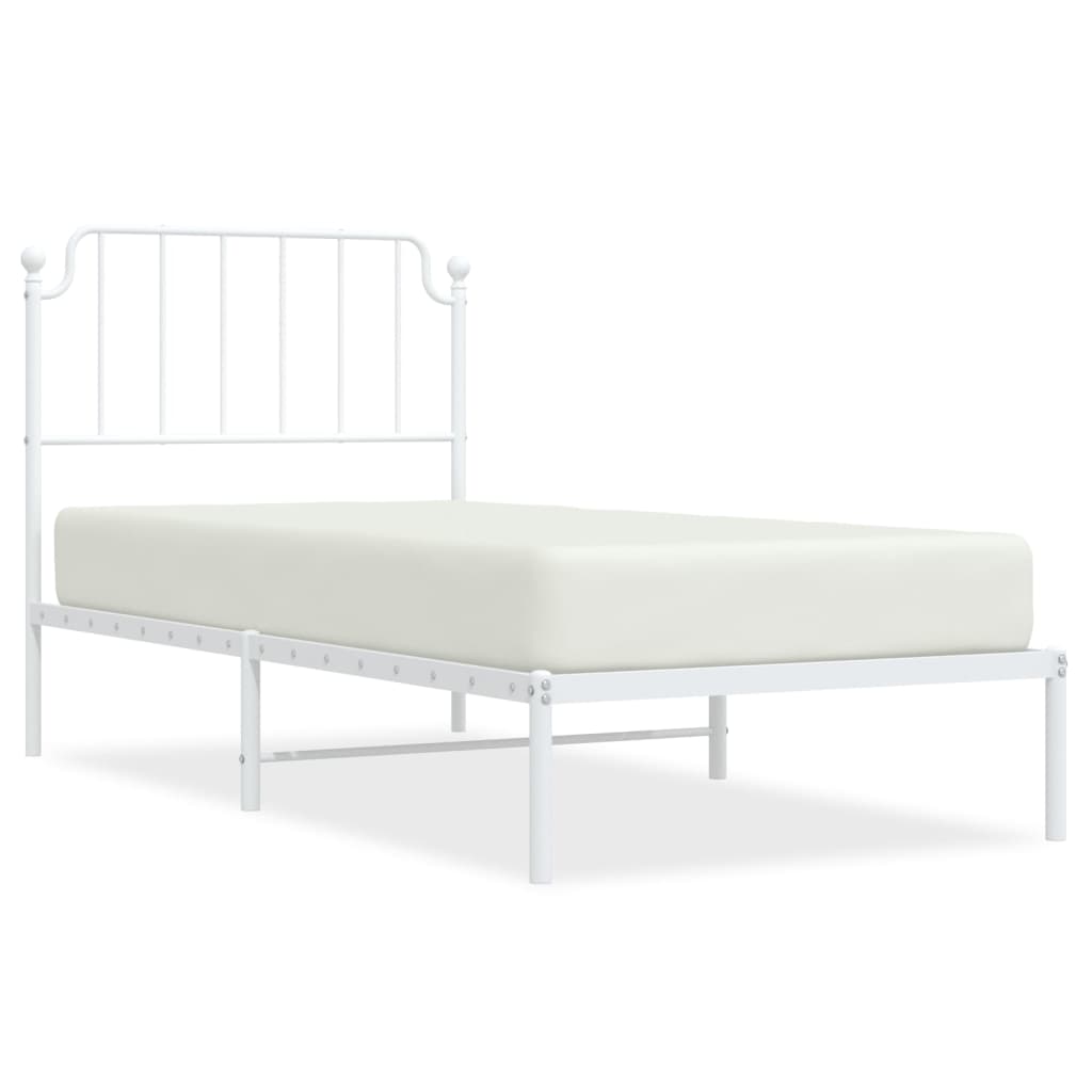 Metalni okvir za krevet s uzglavljem bijeli 90x200 cm