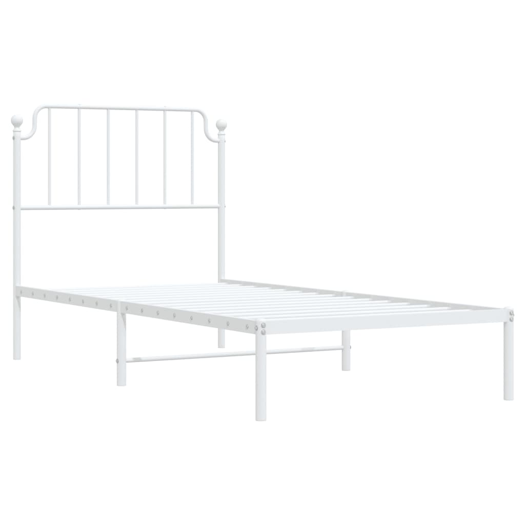 Metalni okvir za krevet s uzglavljem bijeli 90x200 cm