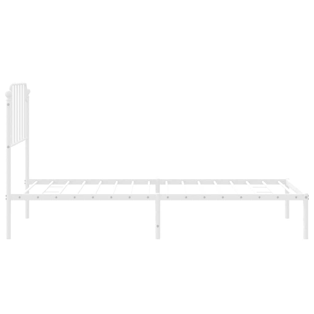 Metalni okvir za krevet s uzglavljem bijeli 90x200 cm