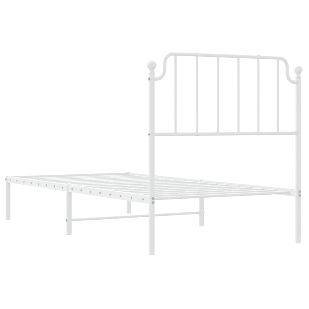 Metalni okvir za krevet s uzglavljem bijeli 90x200 cm