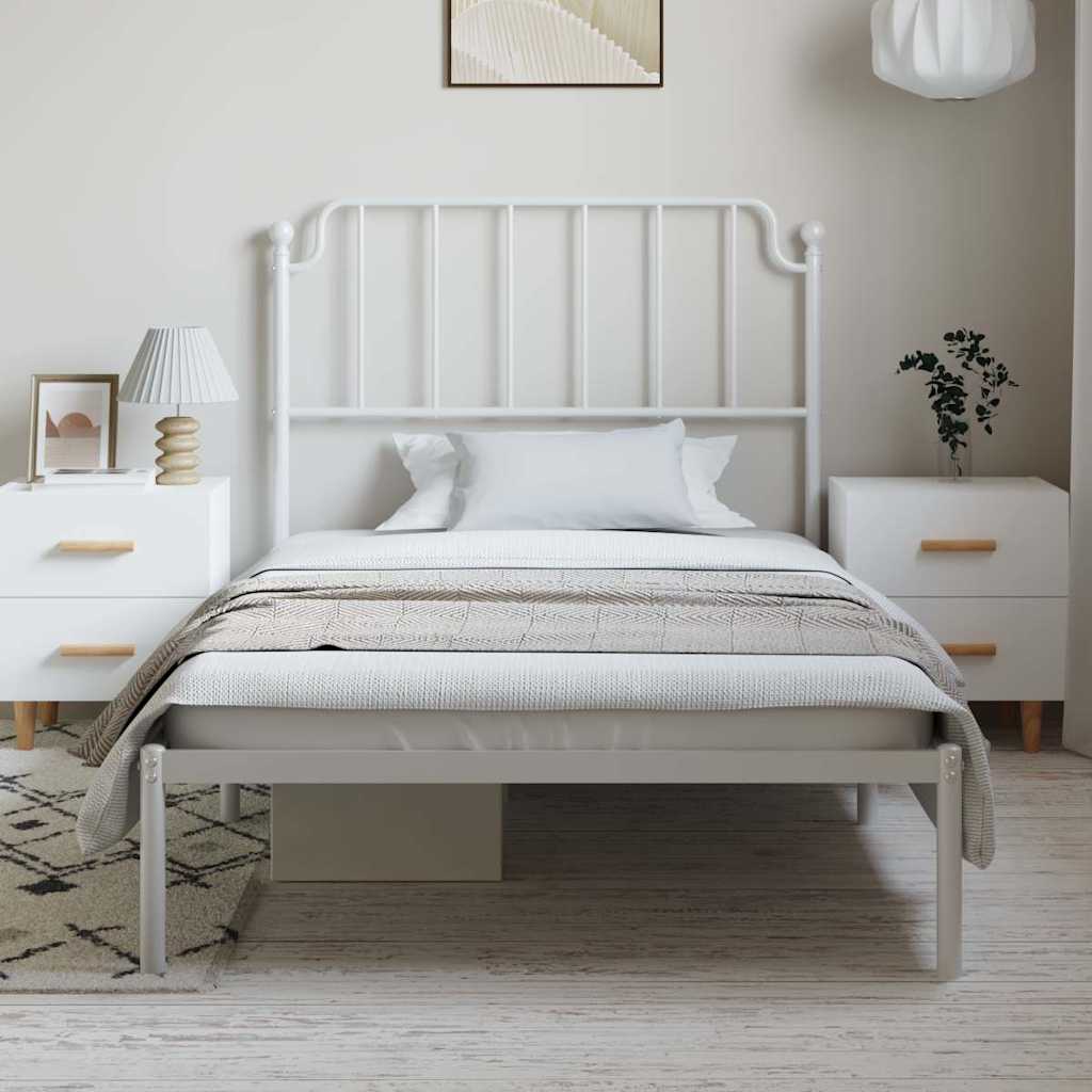 Metalni okvir za krevet s uzglavljem bijeli 100x200 cm