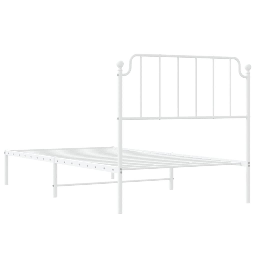 Metalni okvir za krevet s uzglavljem bijeli 100x200 cm