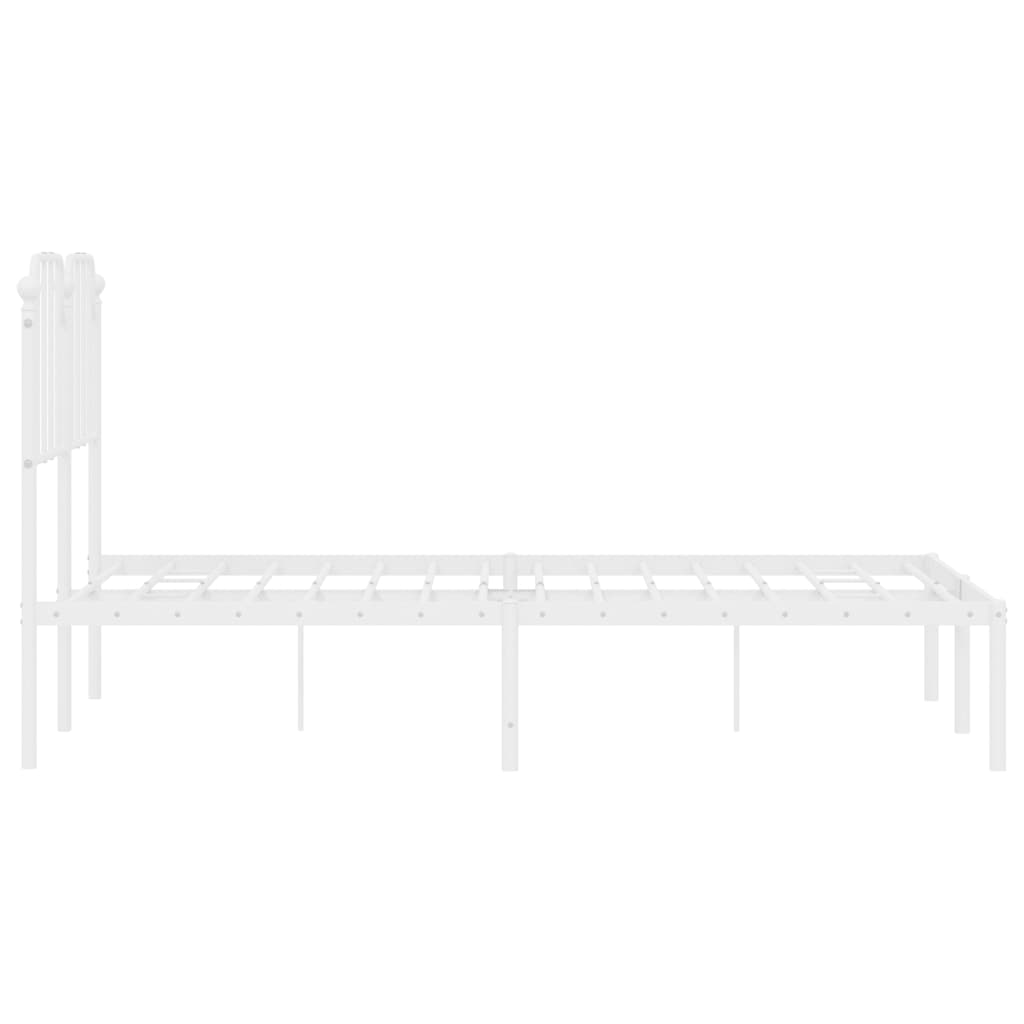 Metalni okvir za krevet s uzglavljem bijeli 120 x 190 cm