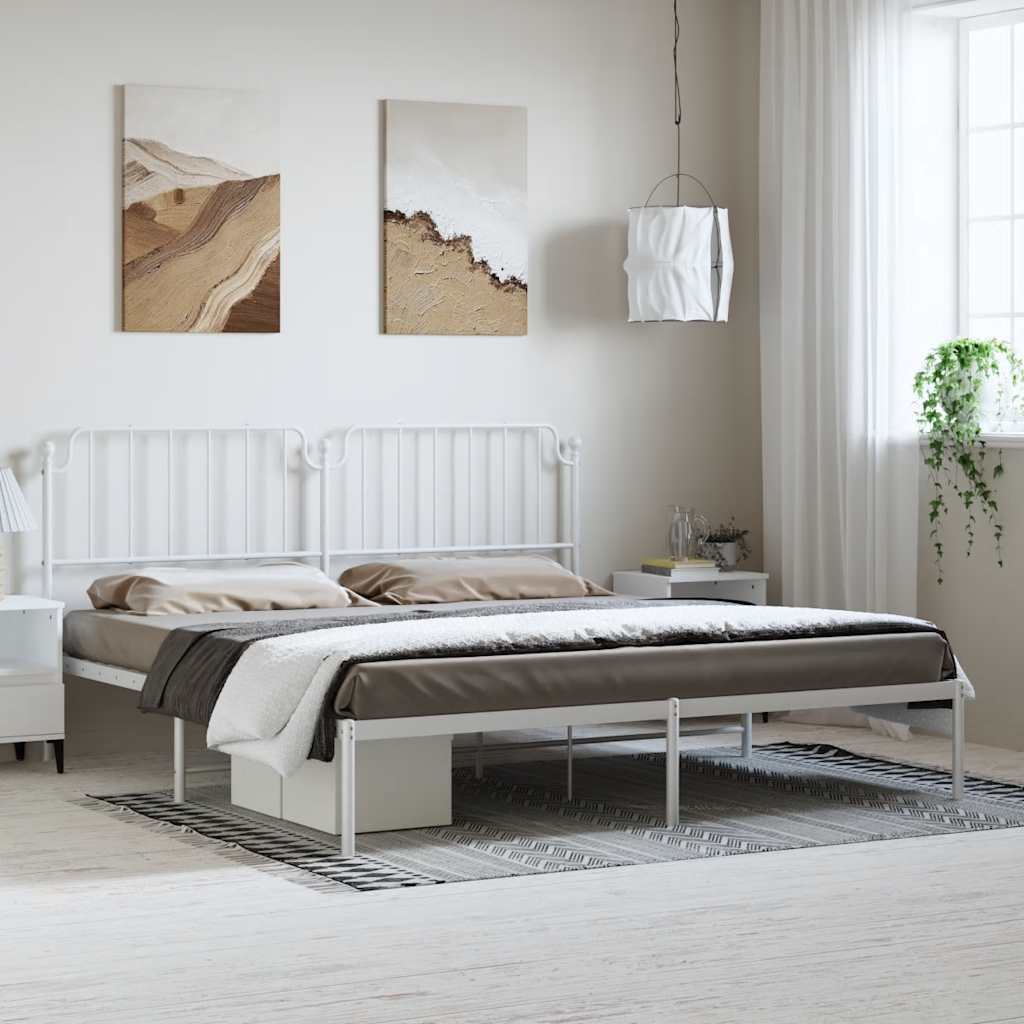 Metalni okvir za krevet s uzglavljem bijeli 183x213 cm
