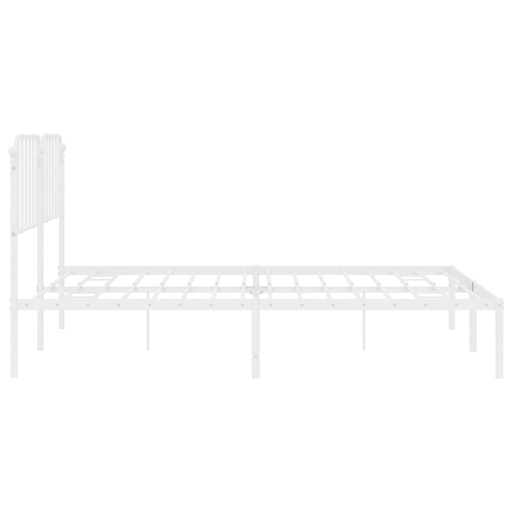 Metalni okvir za krevet s uzglavljem bijeli 200x200 cm