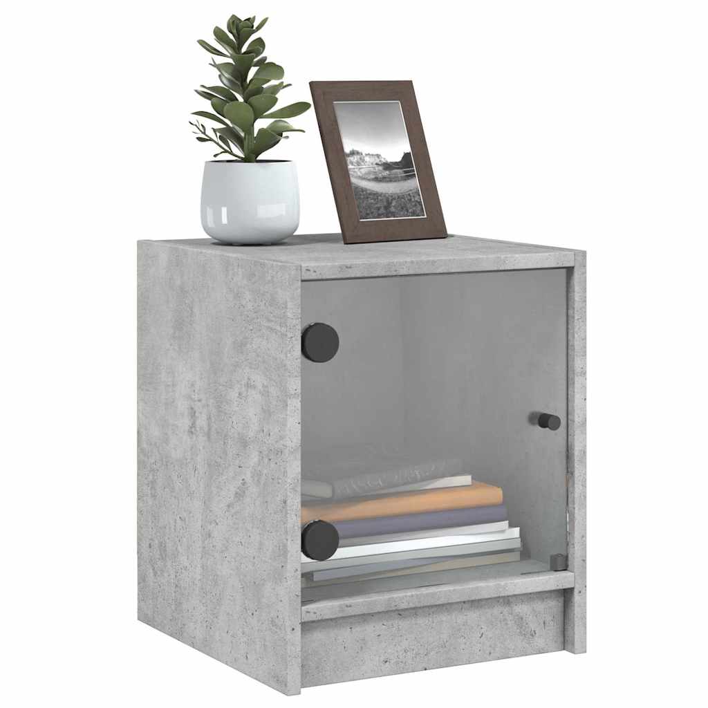 Noćni ormarići staklena vrata 2 kom boja betona 35x37x42 cm
