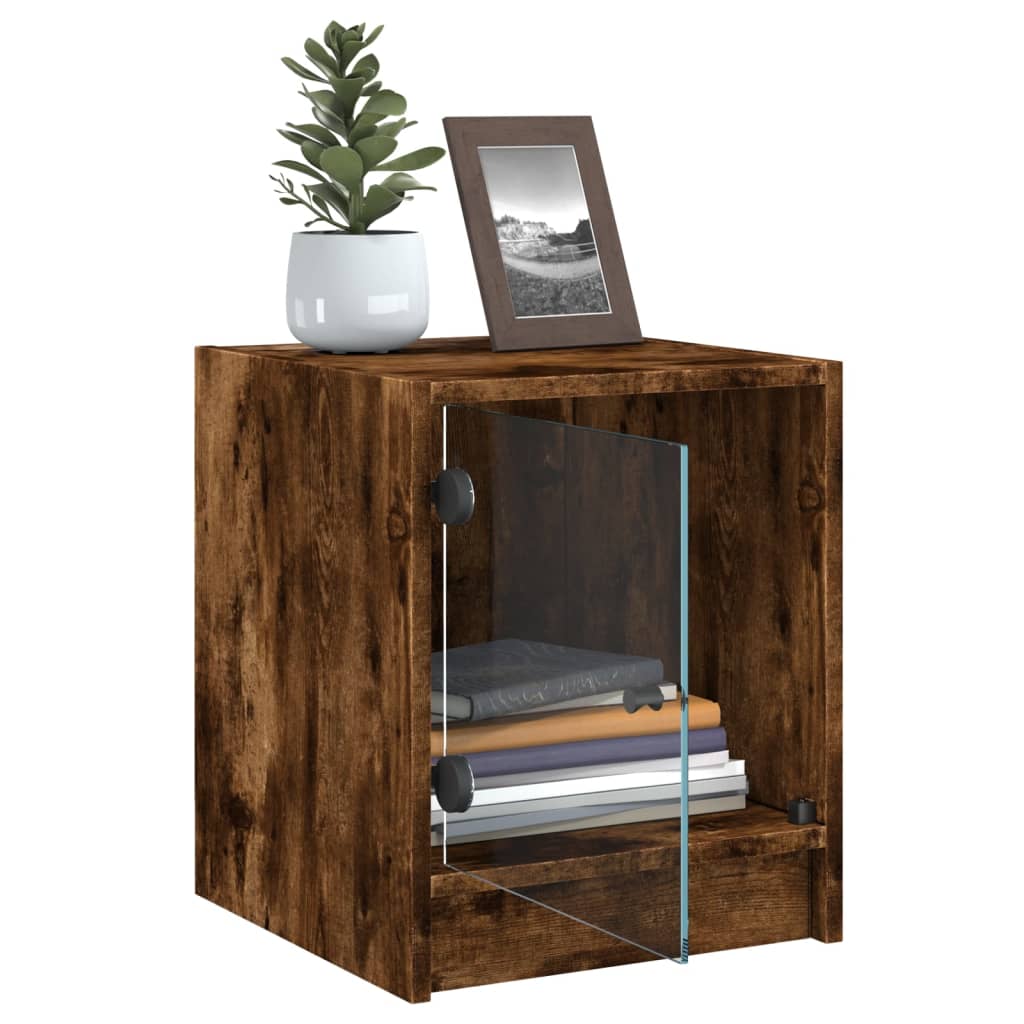 Noćni ormarić sa staklenim vratima boja hrasta 35 x 37 x 42 cm