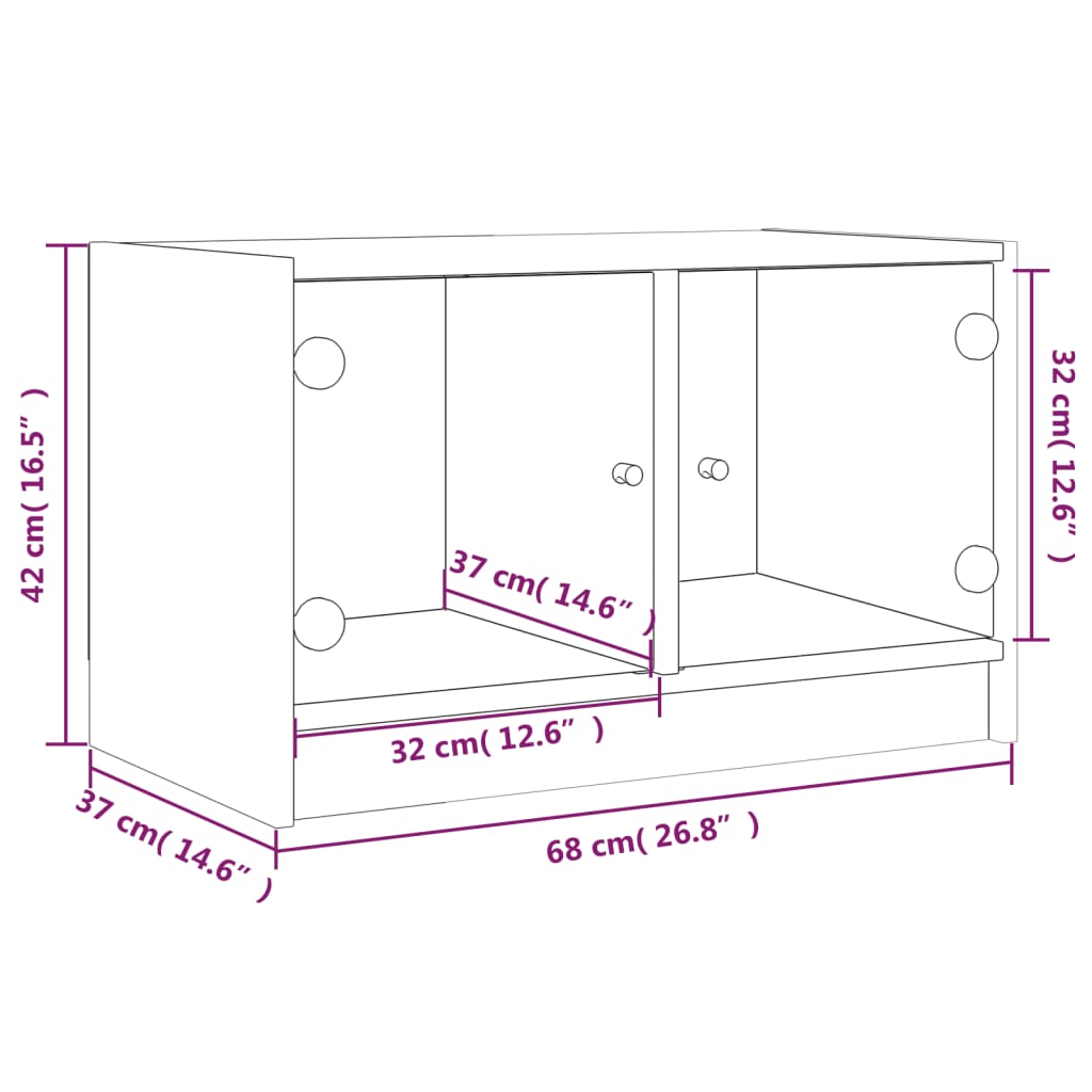 TV ormarić sa staklenim vratima bijeli 68x37x42 cm
