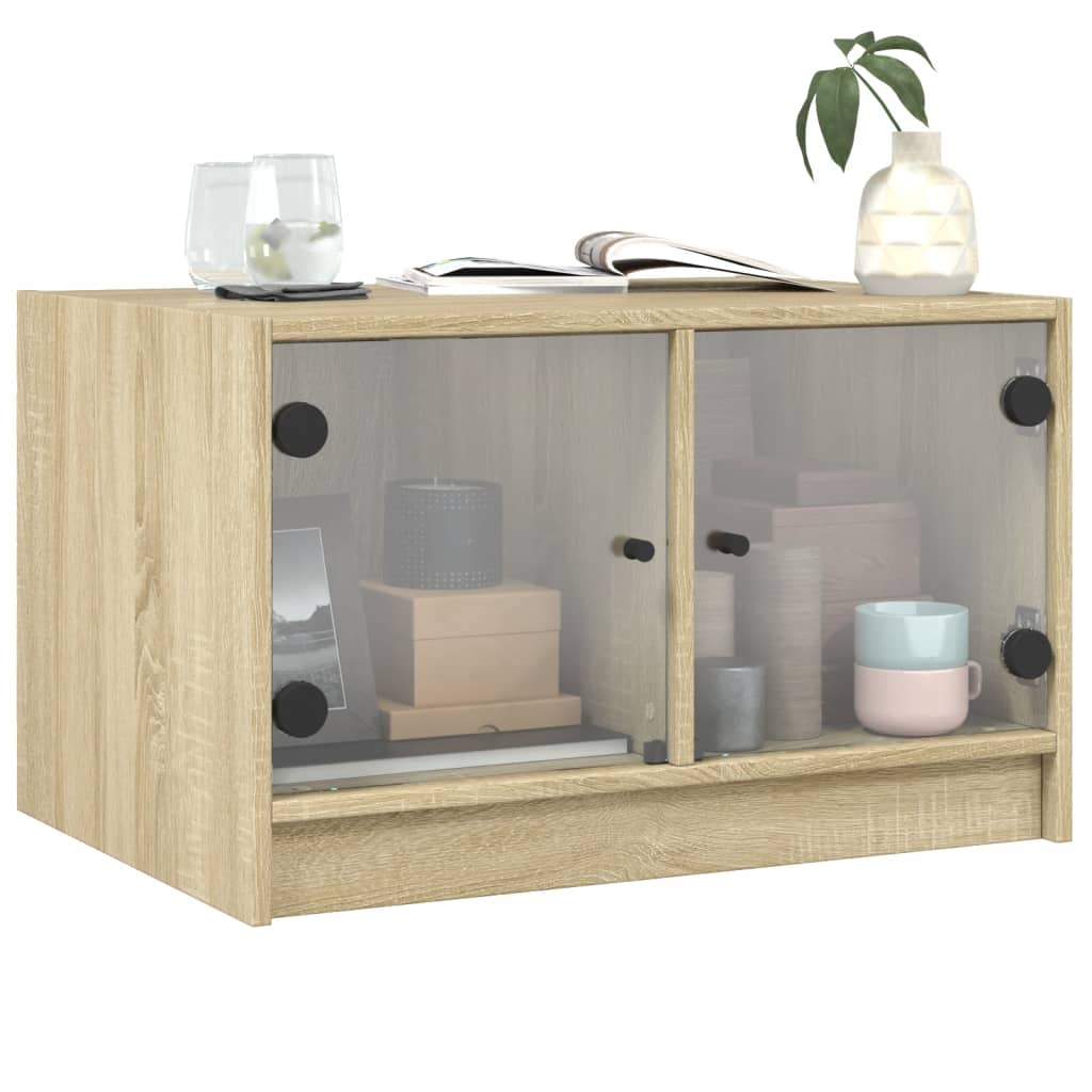 Stolić za kavu sa staklenim vratima boja hrasta 68x50x42 cm