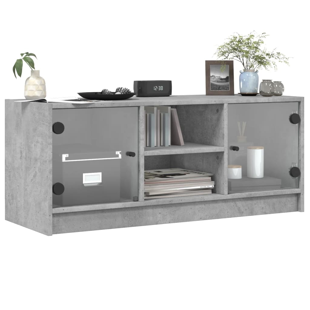TV ormarić sa staklenim vratima boja betona 102x37x42 cm