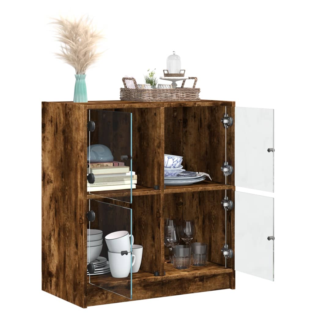 Bočni ormarić sa staklenim vratima boja hrasta 68x37x75,5 cm