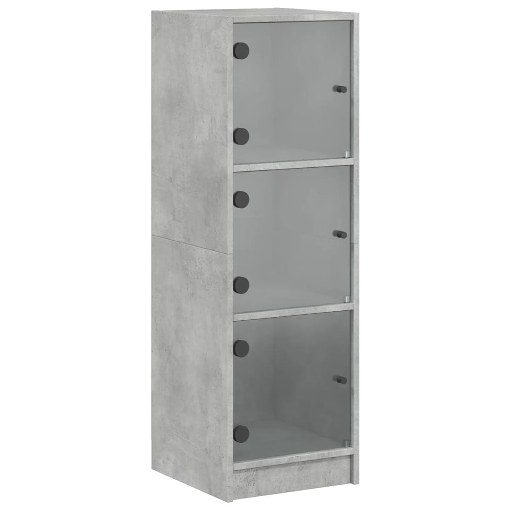 Visoka komoda sa staklenim vratima boja betona 35 x 37 x 109 cm