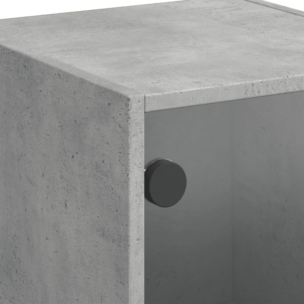 Visoka komoda sa staklenim vratima boja betona 35 x 37 x 109 cm