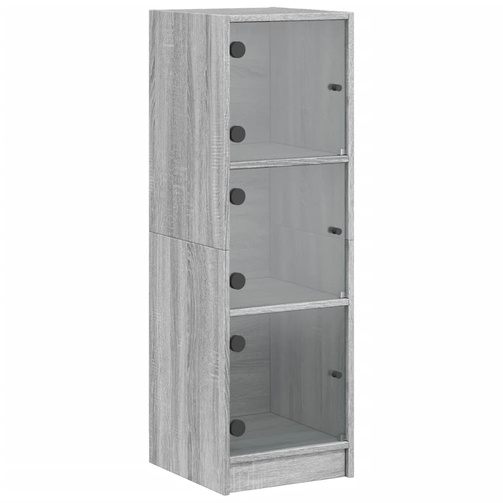 Visoka komoda sa staklenim vratima boja hrasta 35 x 37 x 109 cm