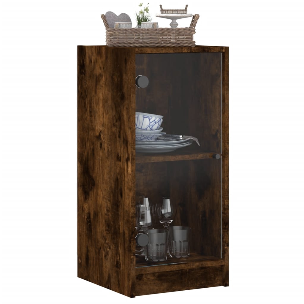 Bočni ormarić sa staklenim vratima boja hrasta 35x37x75,5 cm