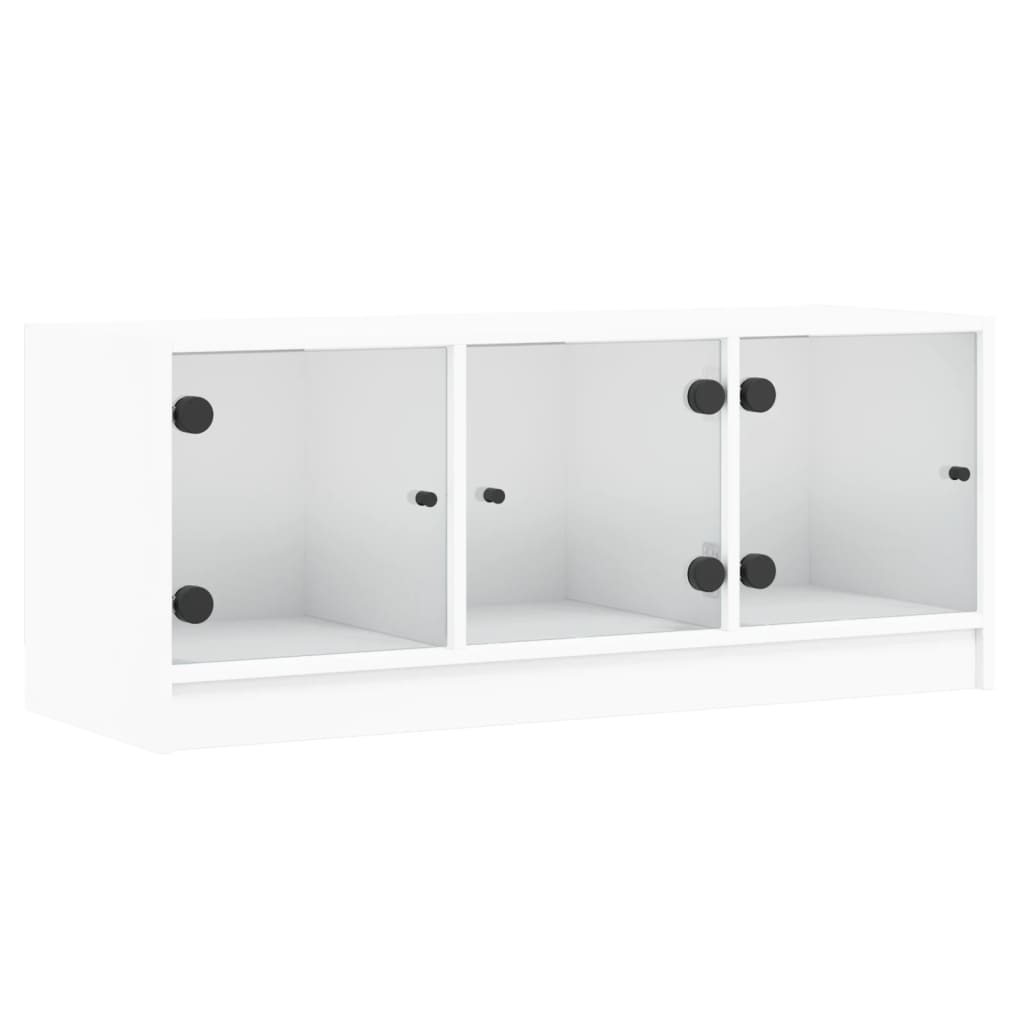 TV ormarić sa staklenim vratima bijeli 102x37x42 cm