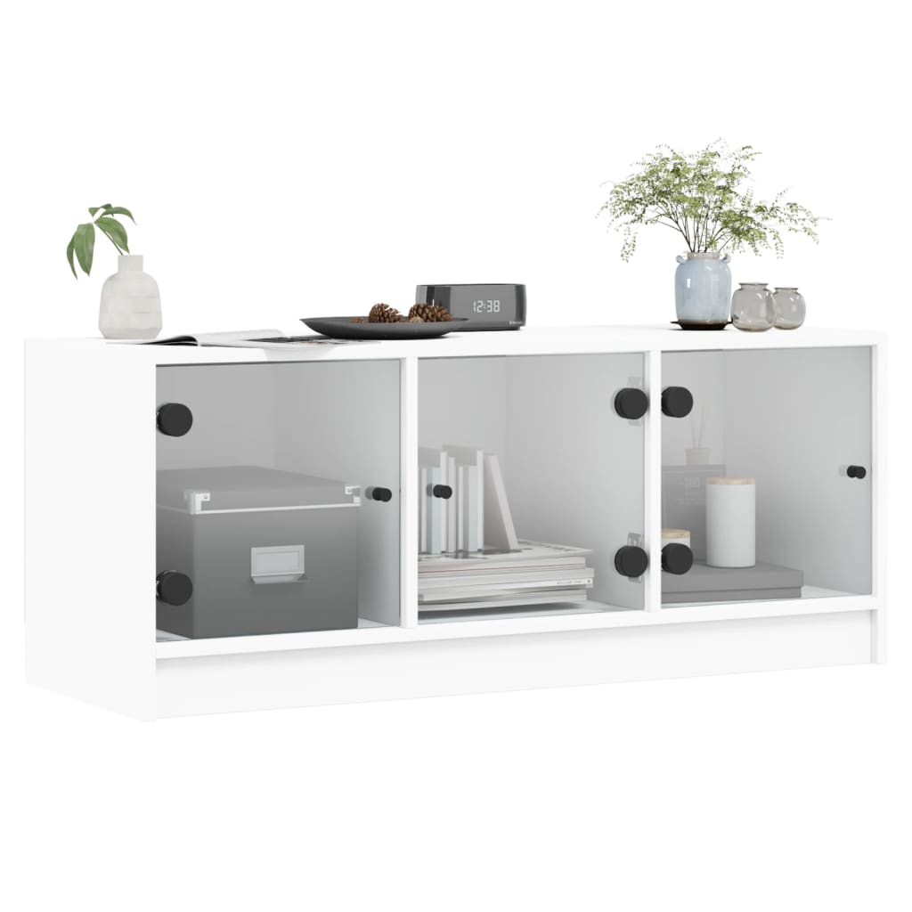 TV ormarić sa staklenim vratima bijeli 102x37x42 cm