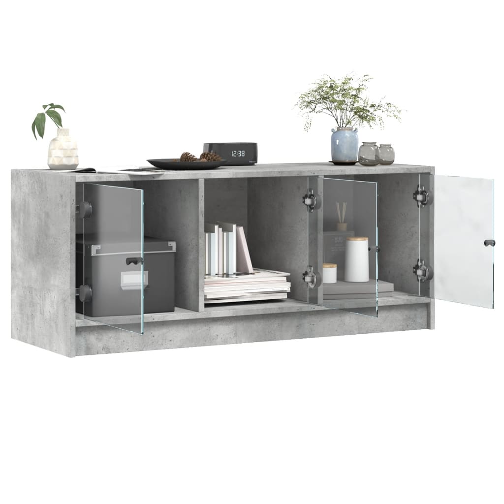 TV ormarić sa staklenim vratima boja betona 102x37x42 cm