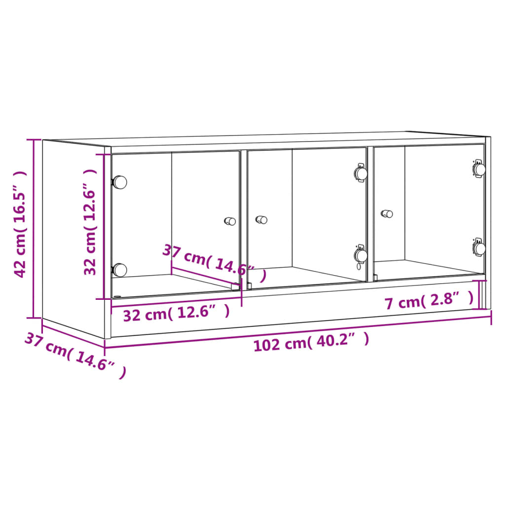 TV ormarić sa staklenim vratima boja hrasta 102x37x42 cm