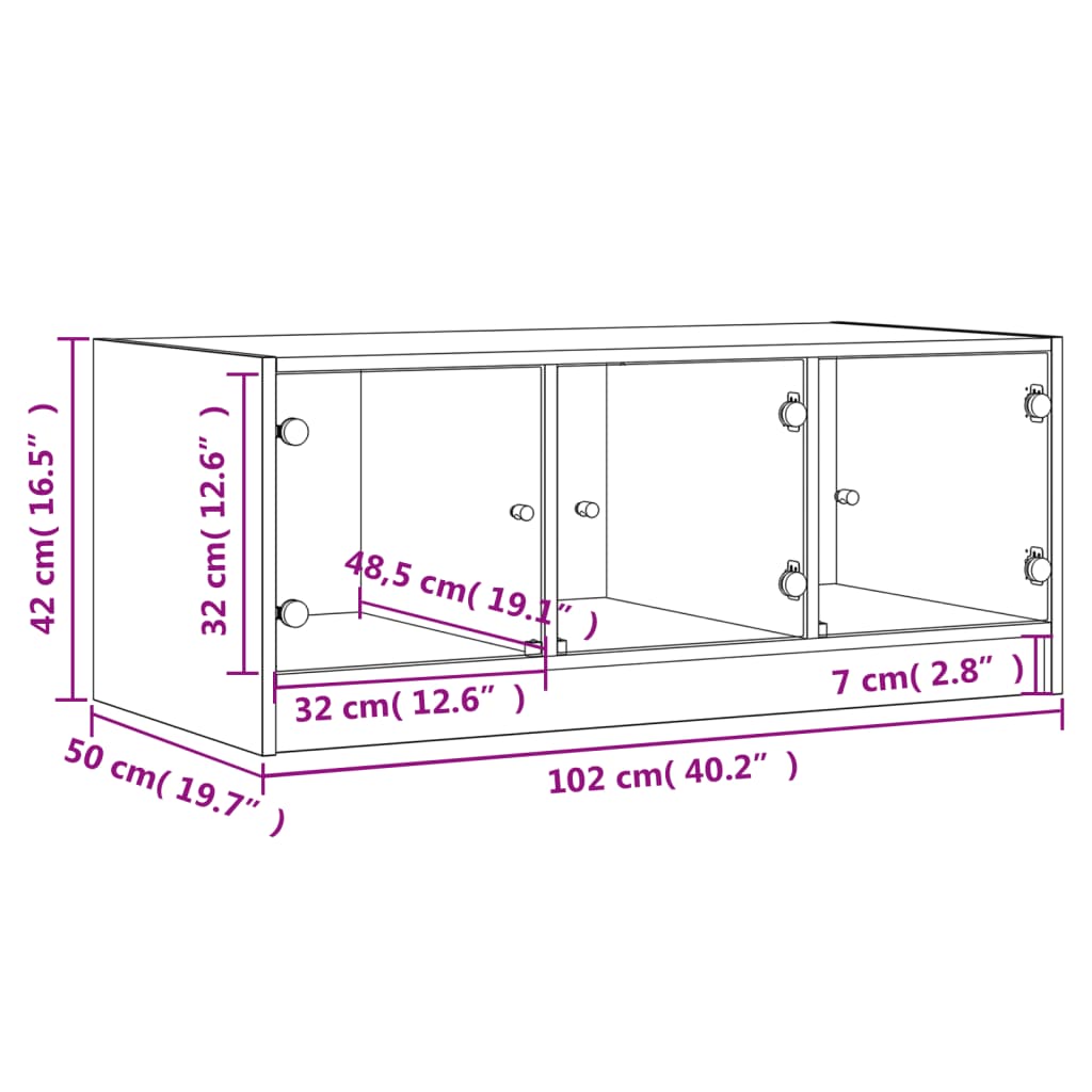 Stolić za kavu sa staklenim vratima bijeli 102 x 50 x 42 cm