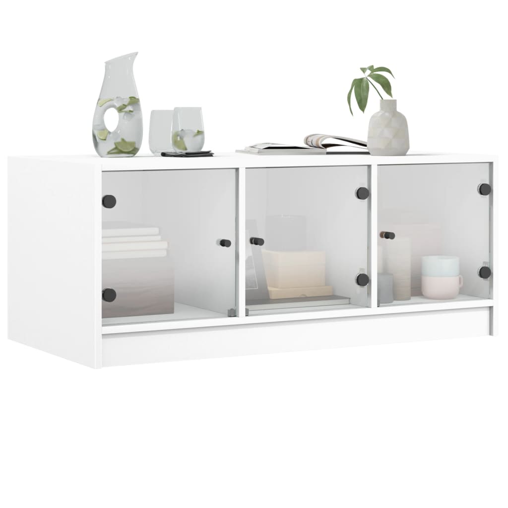 Stolić za kavu sa staklenim vratima bijeli 102 x 50 x 42 cm
