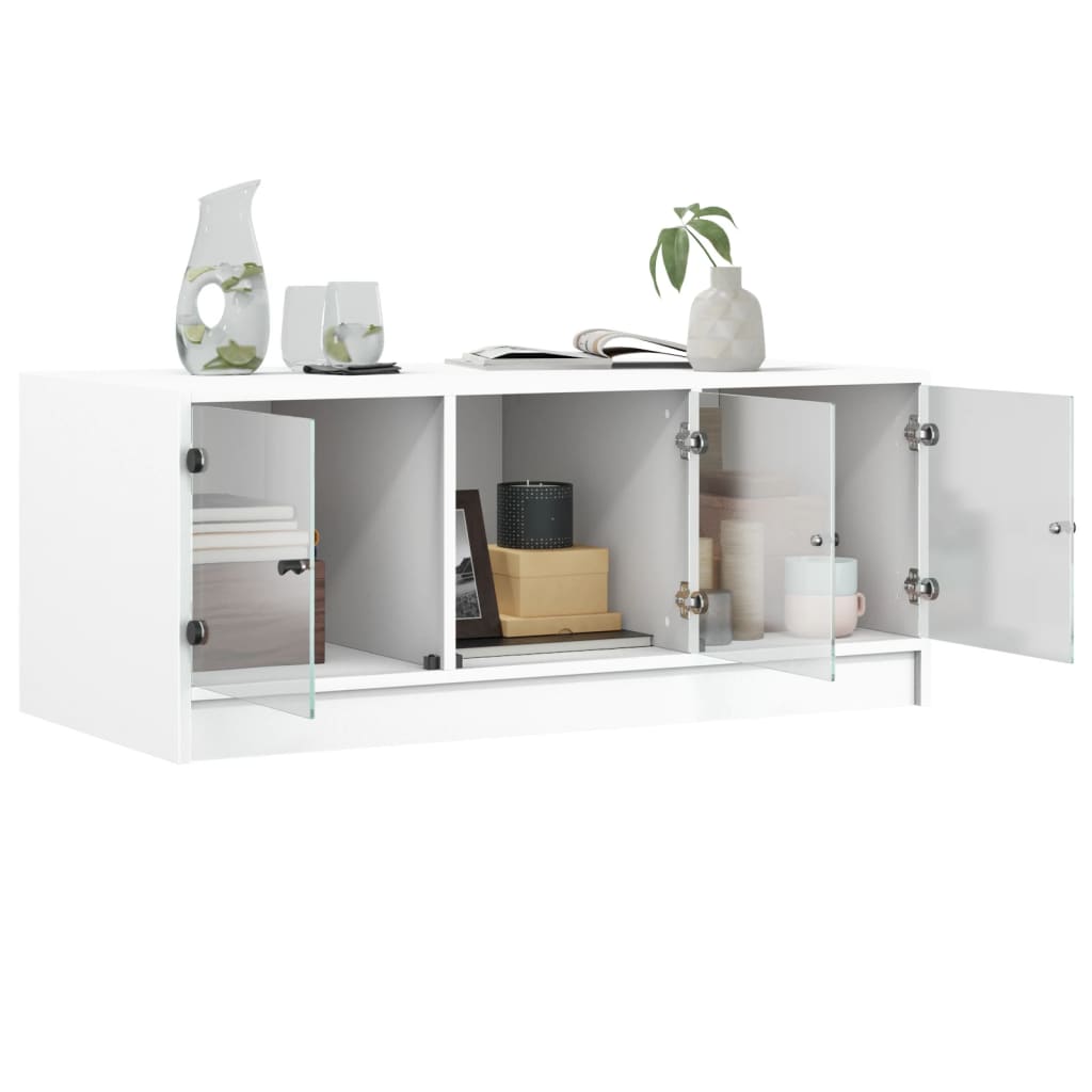 Stolić za kavu sa staklenim vratima bijeli 102 x 50 x 42 cm