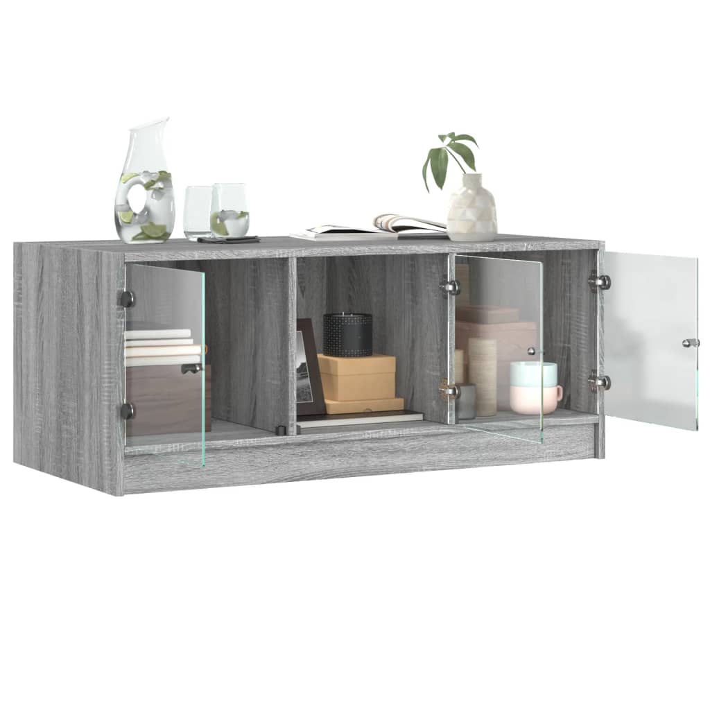 Stolić za kavu sa staklenim vratima boja hrasta 102x50x42 cm