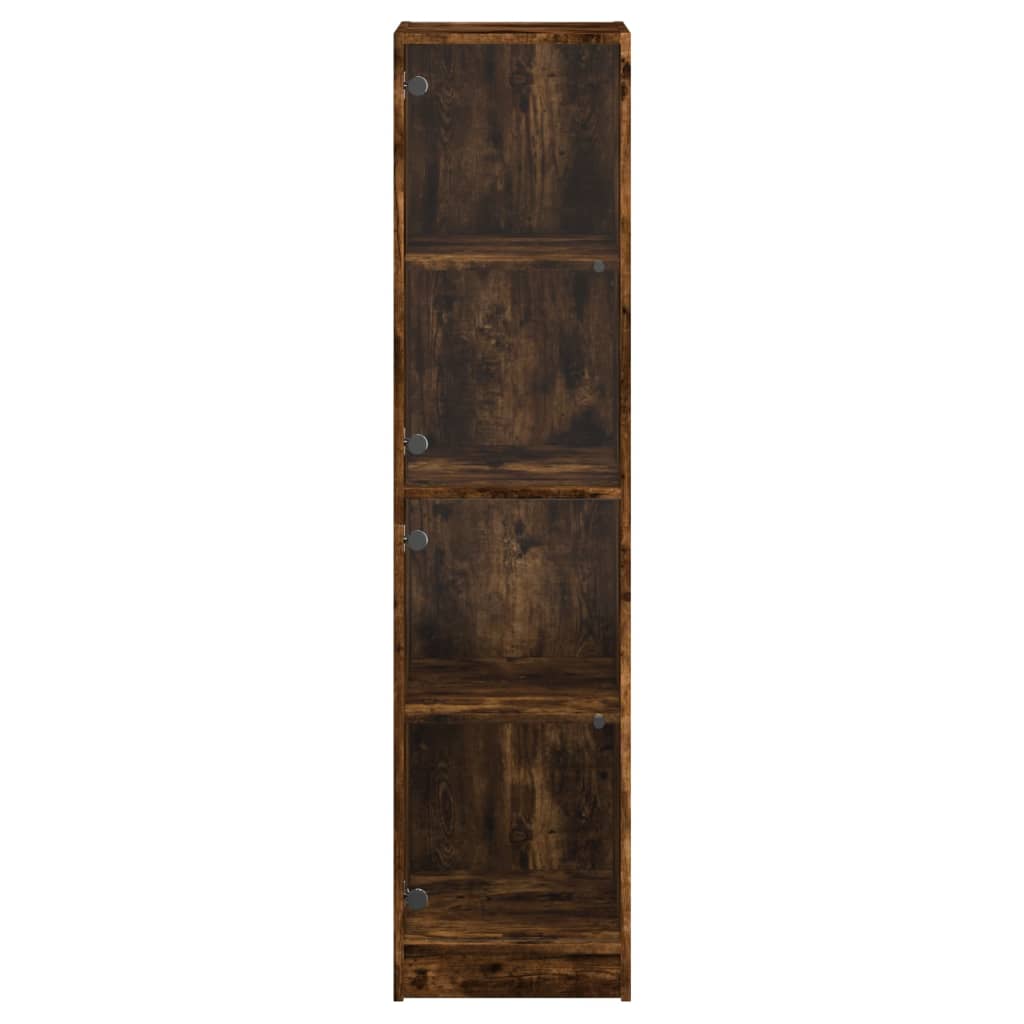 Visoka komoda sa staklenim vratima boja hrasta 35 x 37 x 142 cm