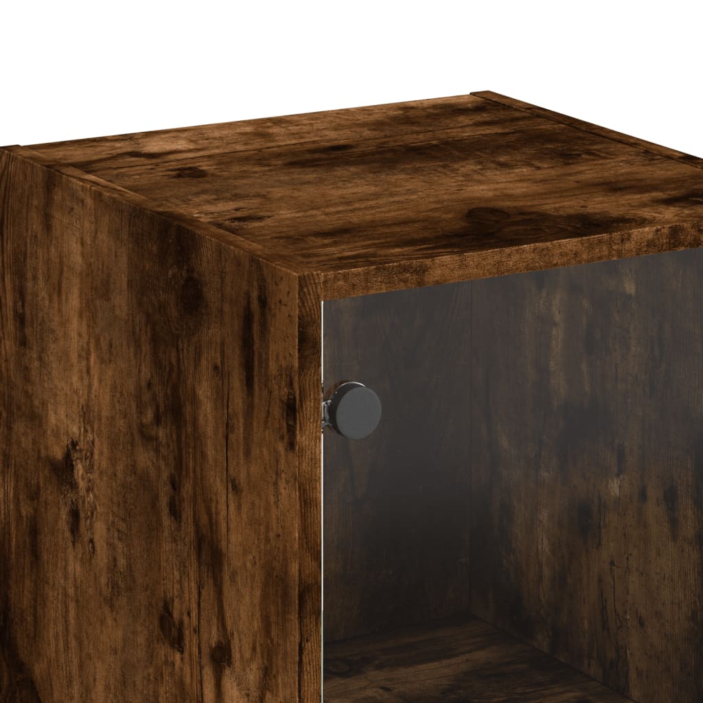 Visoka komoda sa staklenim vratima boja hrasta 35 x 37 x 142 cm