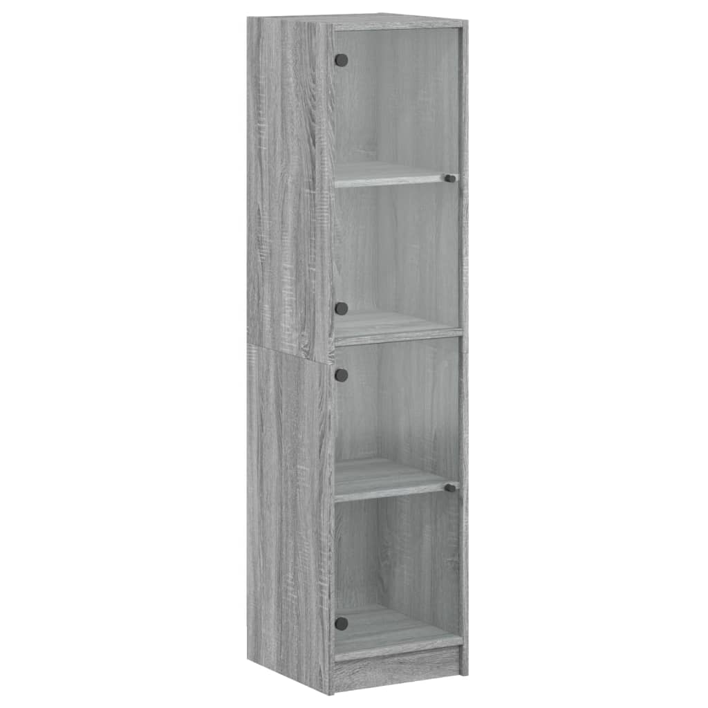 Visoka komoda sa staklenim vratima boja hrasta 35 x 37 x 142 cm