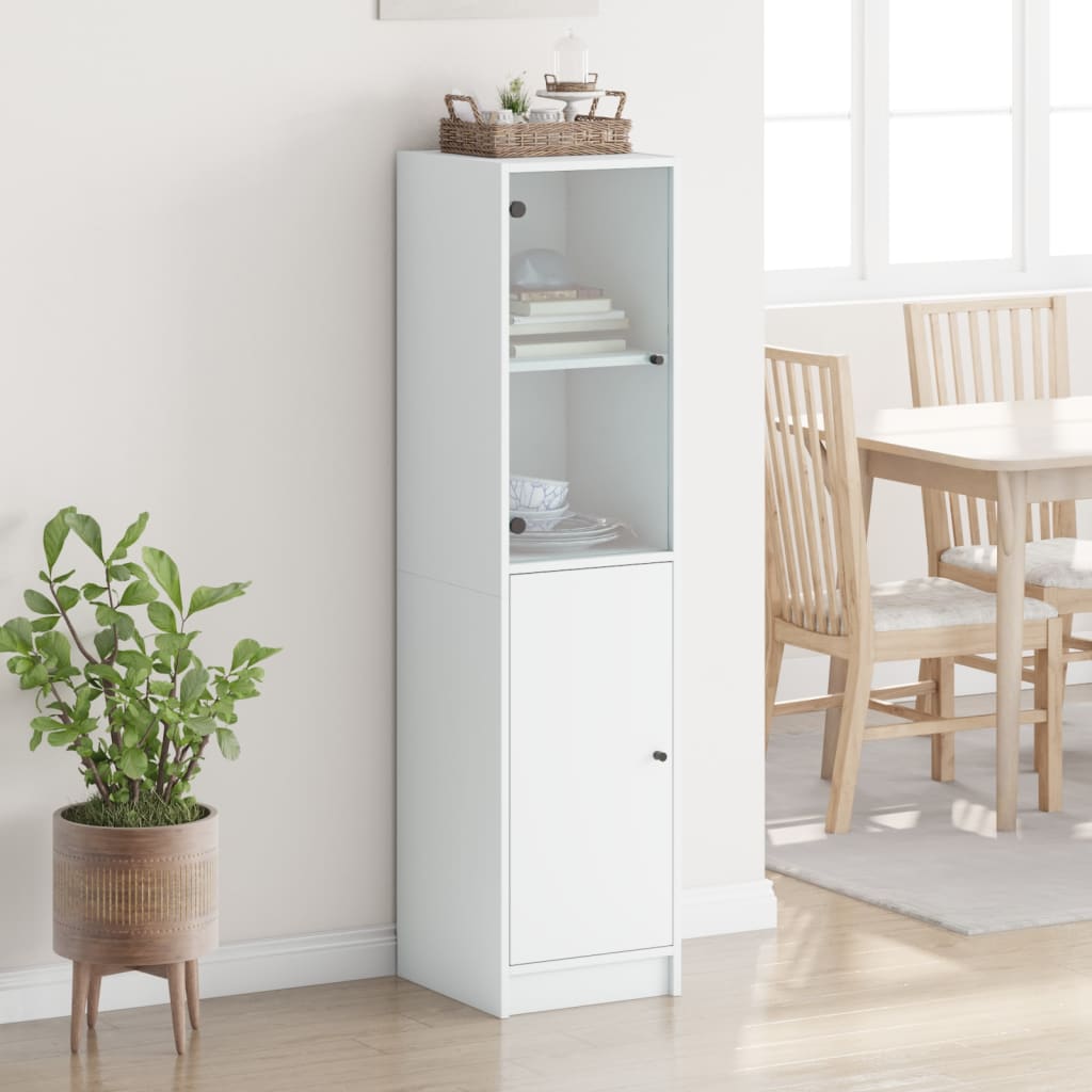 Visoka komoda sa staklenim vratima bijela 35 x 37 x 142 cm