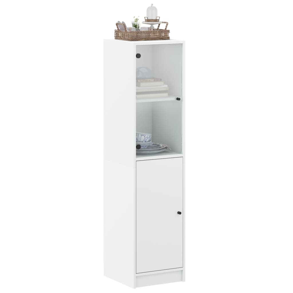Visoka komoda sa staklenim vratima bijela 35 x 37 x 142 cm