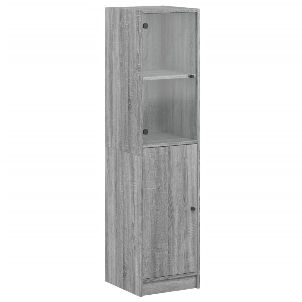 Visoka komoda sa staklenim vratima boja hrasta 35 x 37 x 142 cm