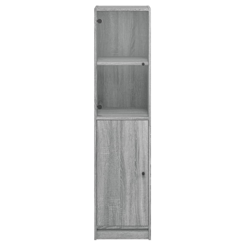 Visoka komoda sa staklenim vratima boja hrasta 35 x 37 x 142 cm