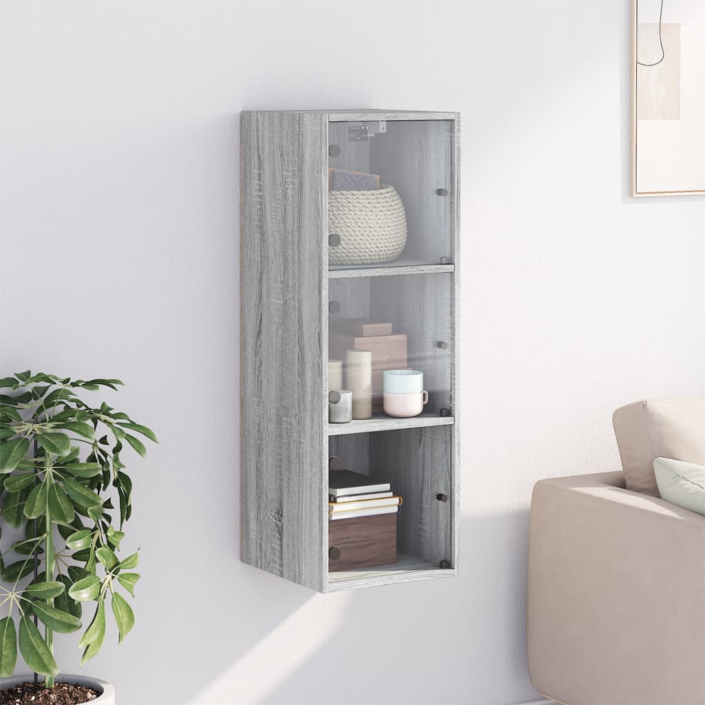 Zidni ormarić sa staklenim vratima boja hrasta 35 x 37 x 100 cm