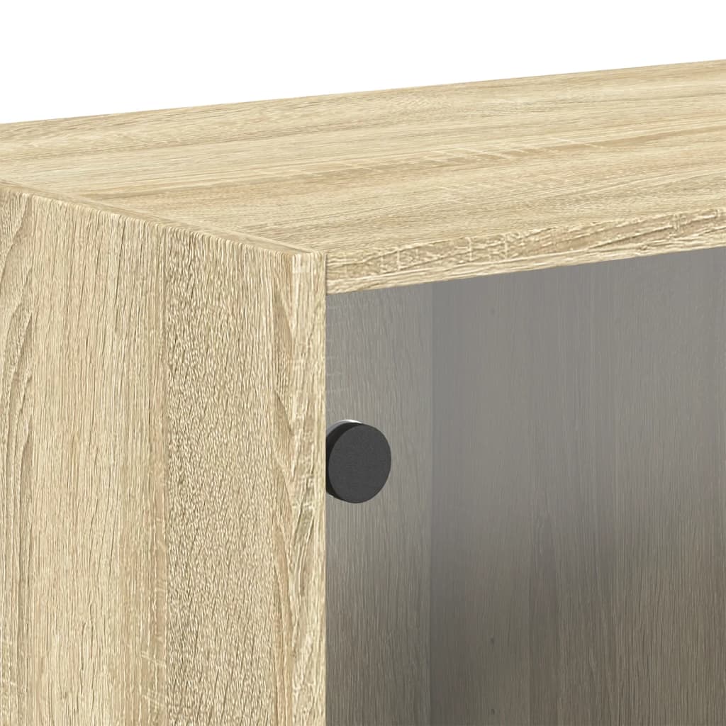 Zidni ormarić sa staklenim vratima boja hrasta 68,5x37x35 cm
