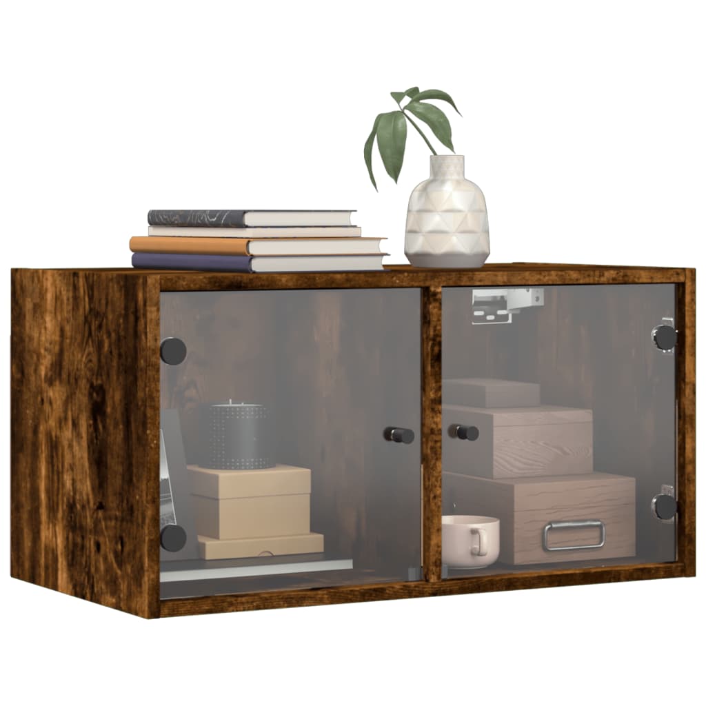 Zidni ormarić sa staklenim vratima boja hrasta 68,5x37x35 cm