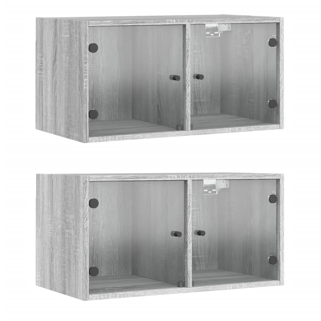 Zidni ormarići staklena vrata 2 kom boja hrasta 68,5x37x35 cm