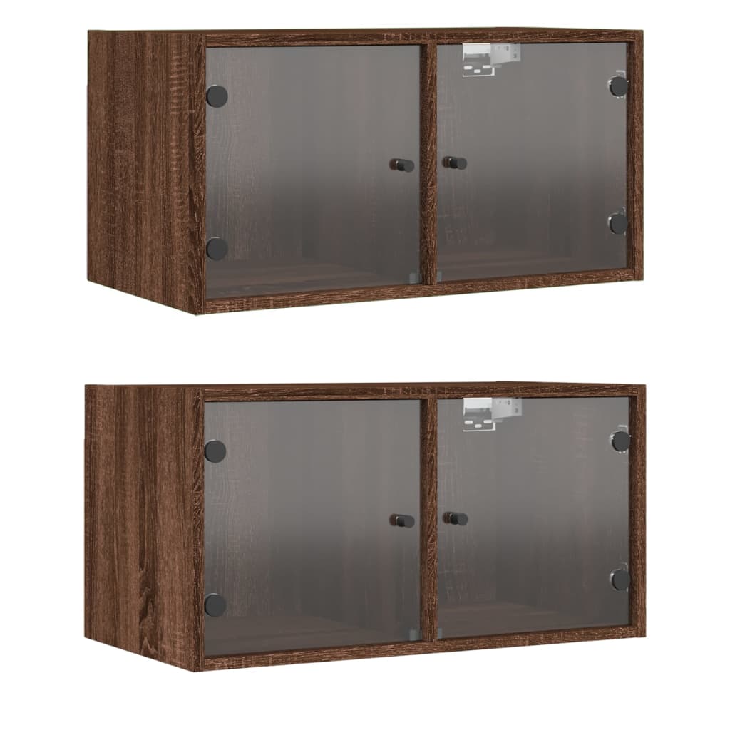 Zidni ormarići staklena vrata 2 kom boja hrasta 68,5x37x35 cm