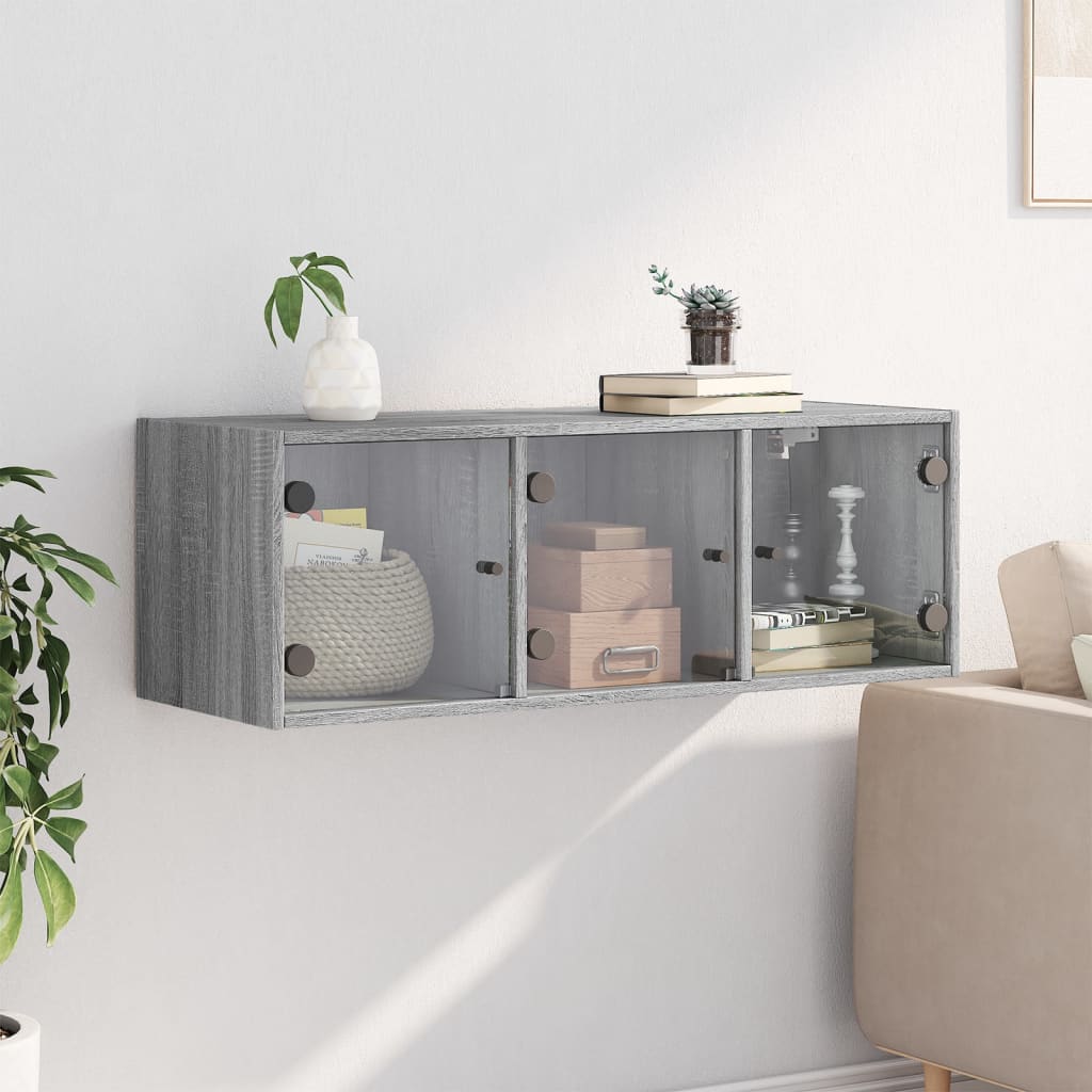 Zidni ormarić sa staklenim vratima boja hrasta 102 x 37 x 35 cm