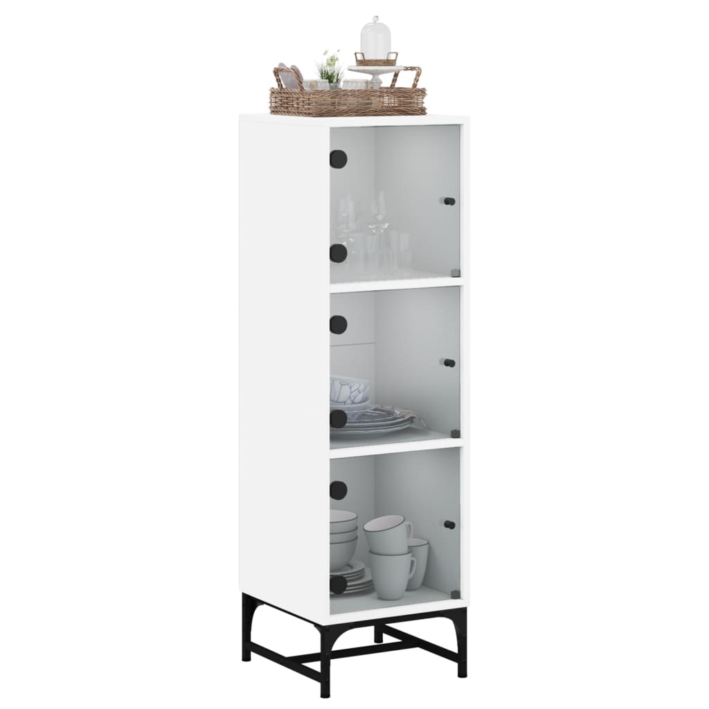 Visoka komoda sa staklenim vratima bijela 35 x 37 x 120 cm