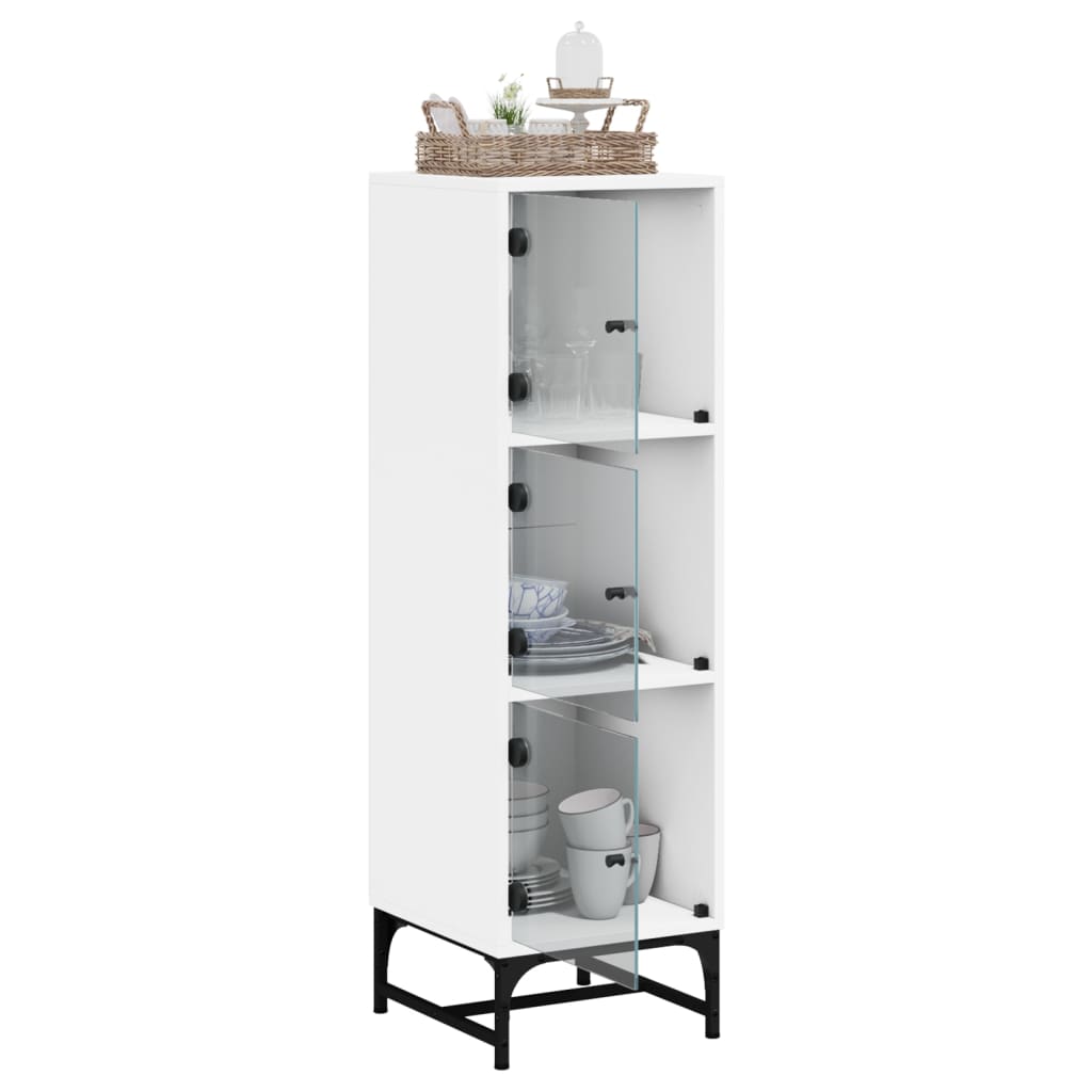 Visoka komoda sa staklenim vratima bijela 35 x 37 x 120 cm