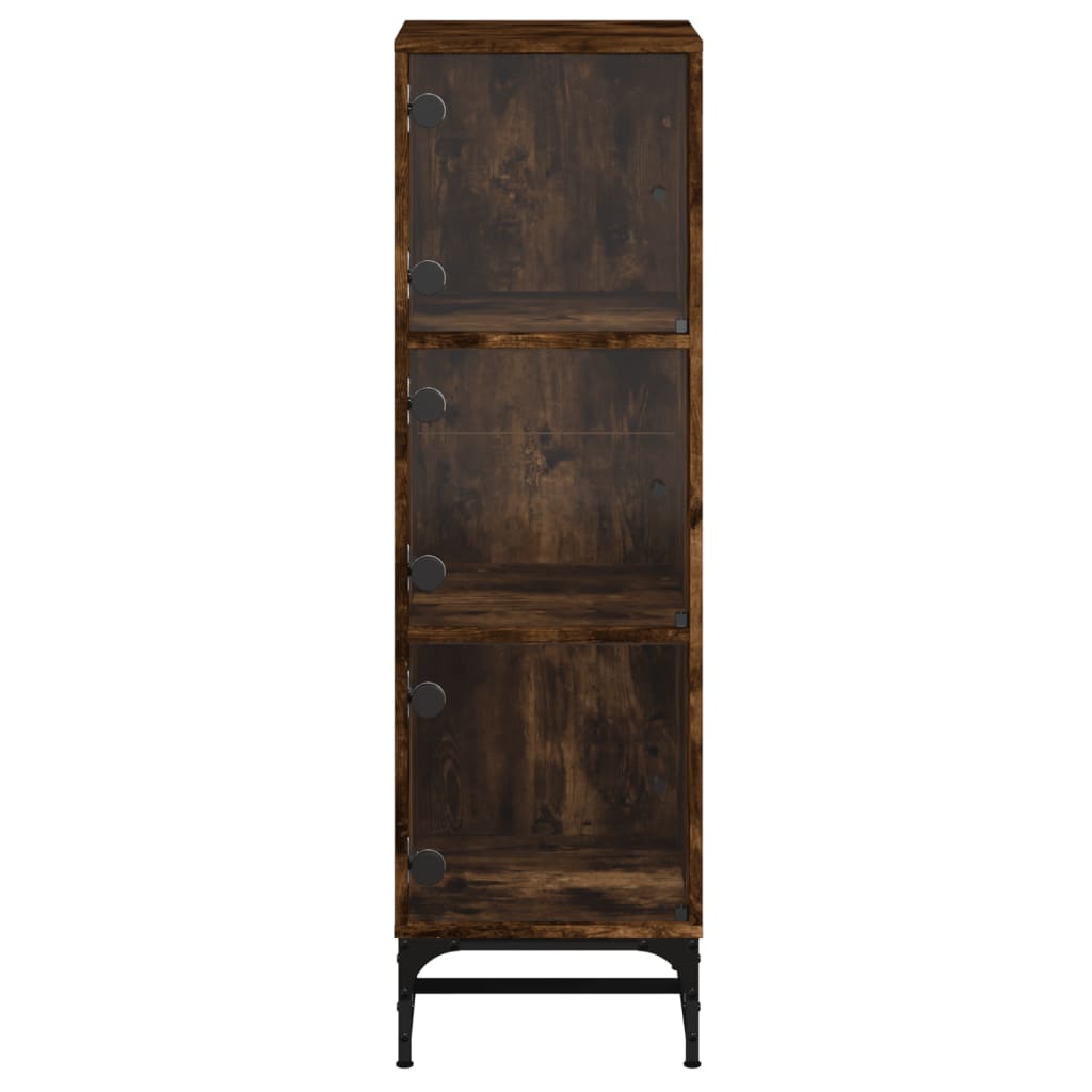 Visoka komoda sa staklenim vratima boja hrasta 35 x 37 x 120 cm