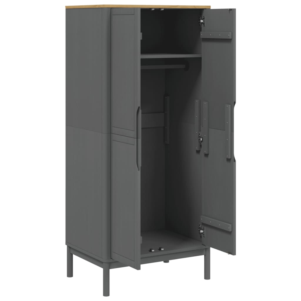 Ormar FLORO sivi 77 x 53 x 171 cm od masivne borovine