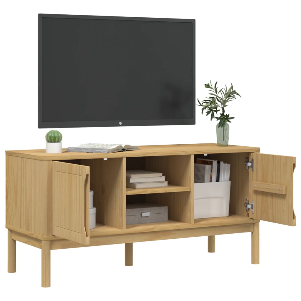 TV ormarić FLORO voštano smeđi 114x43x55 cm masivna borovina